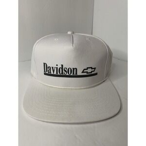 Vintage Chevrolet Hat White Chevy Dealership Snapback Rope Logo